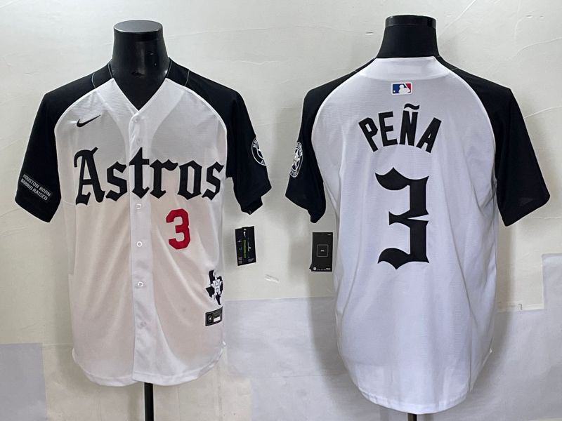 Men 2025 Houston Astros #3 Pena white black Five generations Joint Name Nike MLB Jersey style 3->houston astros->MLB Jersey